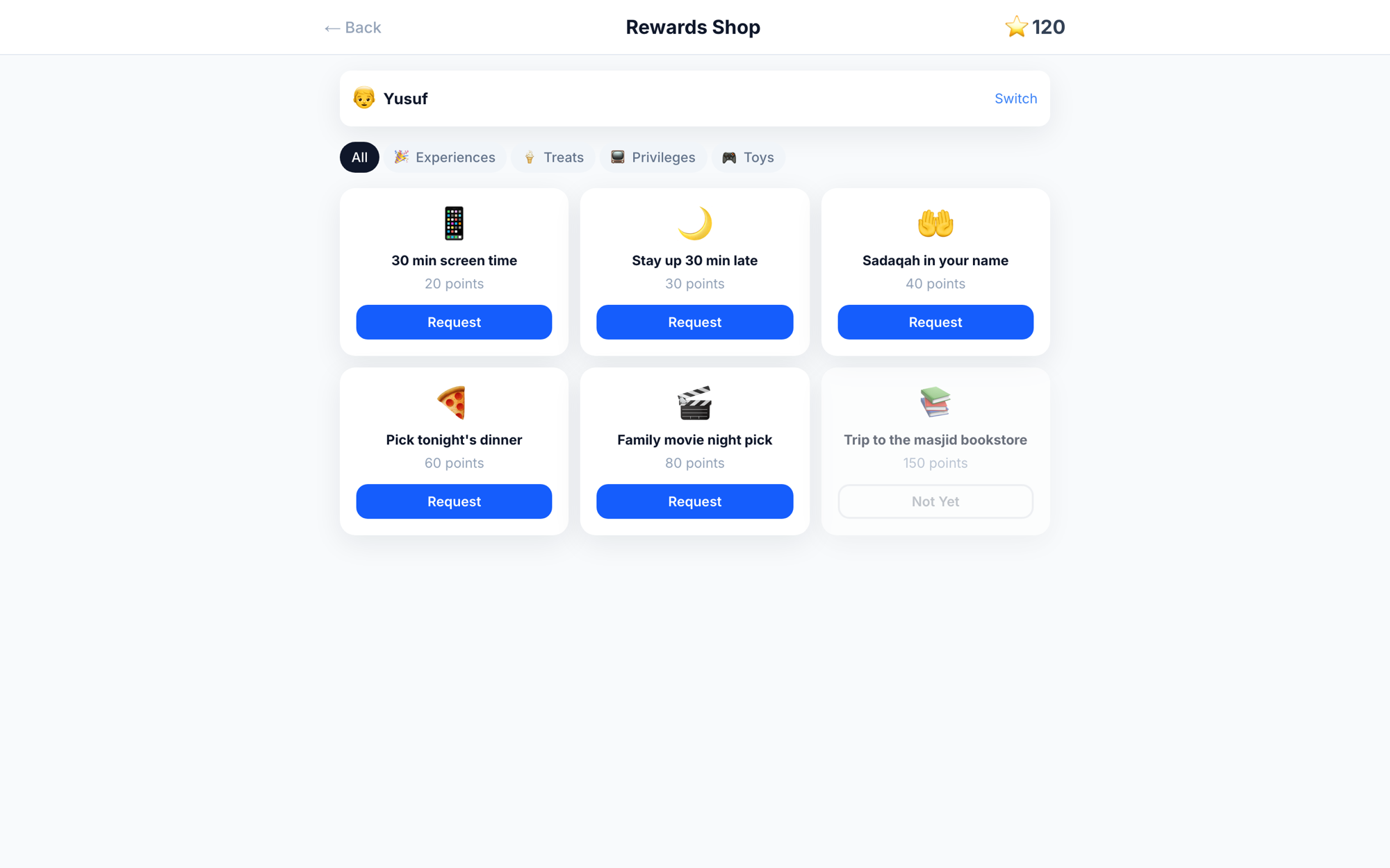 Rewards shop